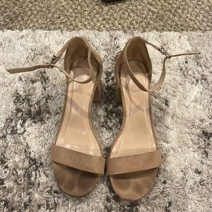 Tan chunky strappy heels